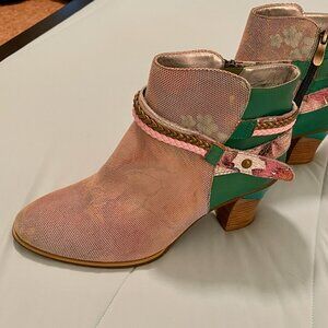 L’artiste - Gaviva Turquoise Leather Ankle Boot - Size 9 - Funky!